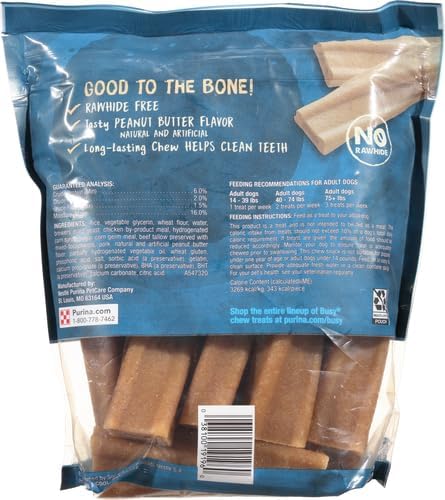 Purina Busy Bone Made in USA Facilities, Long Lasting Small/Medium Breed Adult Dog Chews, Peanut Butter Flavor - 10 ct. Pouch (Pack of 2)
