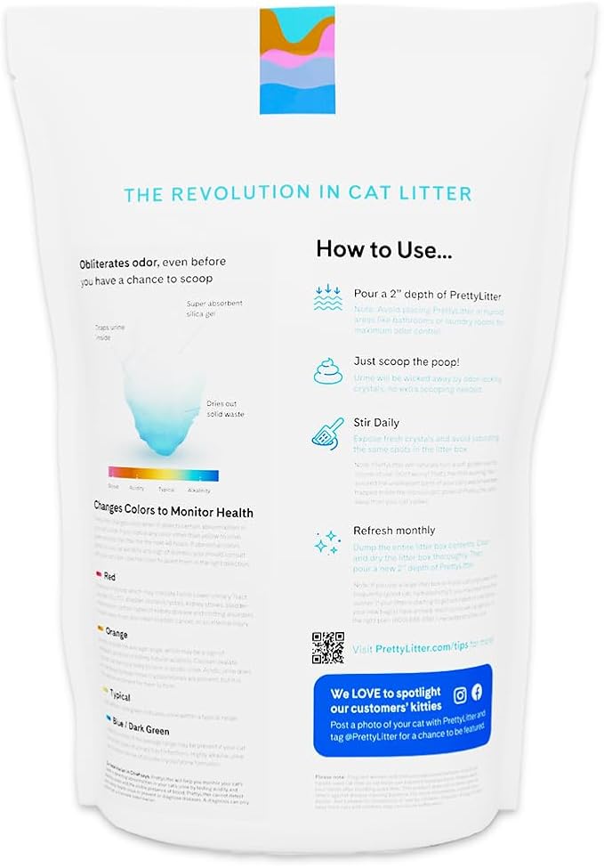 Pretty Litter Health Monitoring Cat Litter, Non-Clumping Crystal Litter, (6 LB, Lotus Flower)