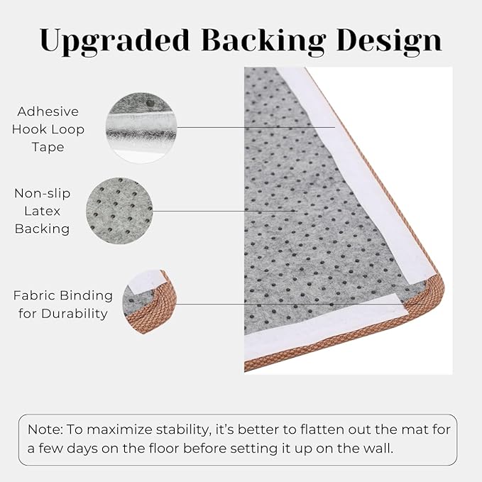 Sisal Cat Scratcher Mat (Use on Wall, Couch and Carpet), Durable and Shedding-Resistant Cat Scratching Surface - 21.7x13 inch with Adhesive Pads and Twist Pins (Monalisa and The Cat)