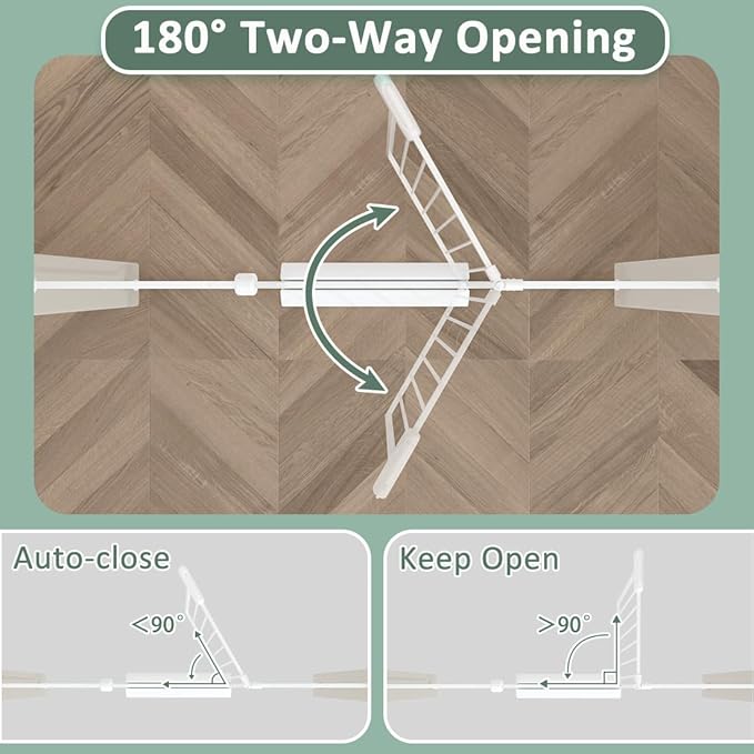 TSAYAWA Walk Through Baby Gate with Door, 62-67 Inch Wide Presure Mounted No Drill Metal Auto Close Child Gate for Stair Doorway - Indoor Outdoor Safty Gate for Toddler Dog Doggie, White