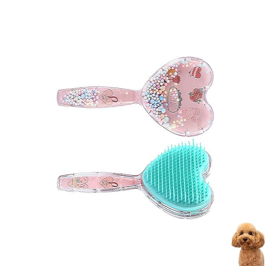 Small Dog Brush, Soft Dog Grooming Comb for Shih Tzus, Yorkies, Maltipoos, Maltese, Love Shape Puppy Massaging Pet Hair Brush, Cat Brush, for Small Dogs Cats of All Hair Types (Pink Blue)