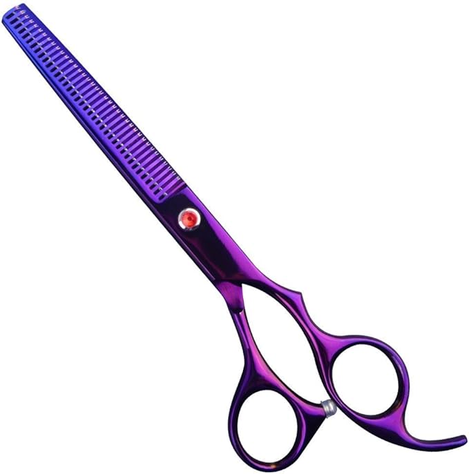 LILYS PET Professional PET Grooming Scissors Kit,Coated Titanium,Sharp and Strong Stainless Steel Blade for Dogs Cats Hair Cutting,3 Pieces of Scissors with a Comb and a Case (7.0 inches, Purple)