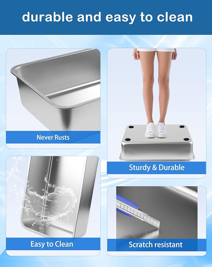 XL Stainless Steel Enclosed Litter Box with Covered for Indoor Cats, High Sides, Eliminates Odors, Easy Clean, Blue, FOXORU