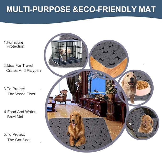 Washable Dog Pee Pads with Free Grooming Gloves,Non Slip Dog Mats with Great Urine Absorption,Reusable Puppy Pee Pads for Whelping,Potty,Training,Playpen