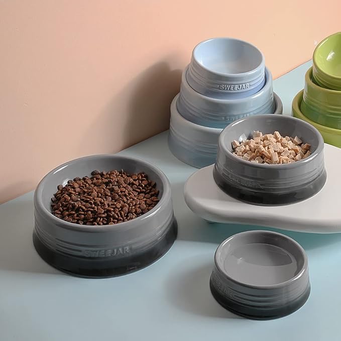 Sweejar Gradient Dog Bowl, Ceramic Dog Food Dish for Medium Dogs and Cat, Porcelain Pet Bowl for Food and Water 18 oz (Gradient Grey)