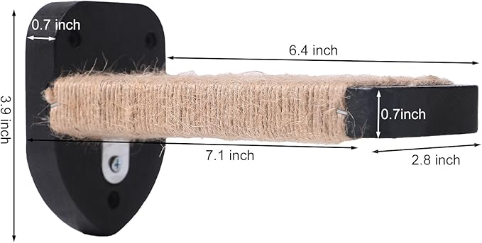 3-in-1 Cat Wall Steps - Climbing Wall Furniture & Shelves with Hemp Rope, Solid Wood Cat Ladder (Standard-Black)