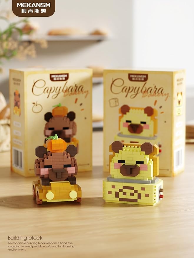 Chocolate Donut Cute Capybara Baking Bread Series Mini Building Toy Kawaii Animals Set Micro Adorable Pet Buildings Small Bricks Gifts Toys