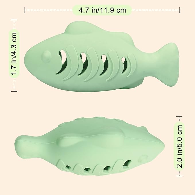 Cat Toys for Indoor Cats, Fish Shaped Chew Catnip Toys for Teeth Cleaning, Food Grade Silicone Cat Enrichment Toy, Interactive Kitten Teething Toys with 1 Cat Nip Ball, 2 Pcs