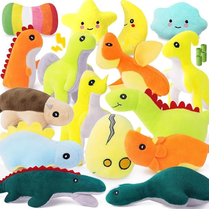 20-Pack Adorable Dinosaur Puppy Toys – Distinct Dino-Themed Squeaky Dog Toys for Small Dogs to Keep Them Busy, Interactive Chew Toys for Mental Stimulation & Gentle Teeth Cleaning