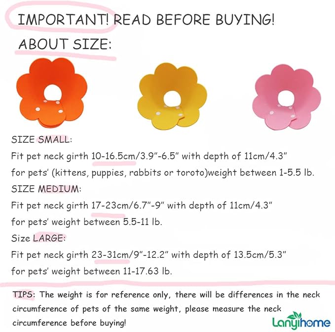 Adjustable Cat Recovery Collar - Cute Flower Neck Cat Cones After Surgery, Set of 2 Cat E Collar, Surgery Recovery Elizabethan Collars for Kitten and Cats S Size (2 pcs)