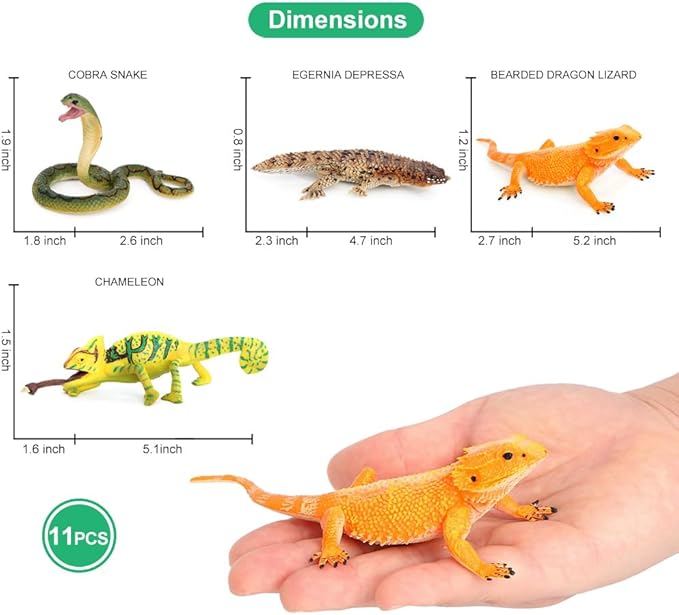 Volnau Animal Figurines Snake Toys 11PCS Reptile Figures Cold Blooded Amphibians Lizard Zoo Pack for Toddlers Kids Christmas Decoration Gift