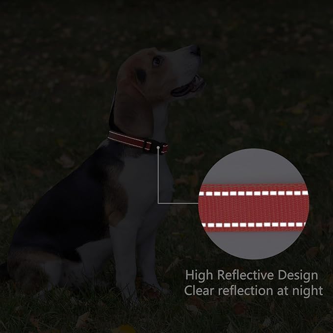 Reflective Dog Collar Padded with Soft Neoprene Breathable Quick Release Basic Dog Collars for Medium Large Dogs Red Boy Girl