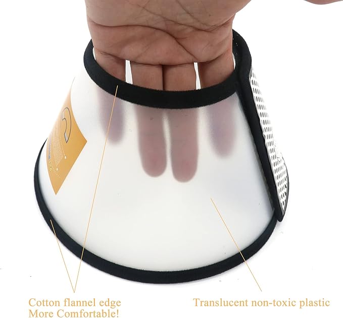 Plastic Pet Recovery Collars & Cones for Dogs and Cats After Surgery Adjustable Dog Neck Cone Surgical Elizabeth E-Collar Prevent Biting and Stop Licking Wound (S)
