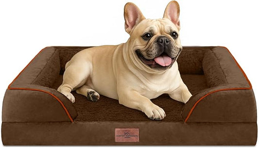 Comfort Expression Small Dog Beds Waterproof Orthopedic Foam Dog Sofa Beds for Medium Dogs Comfy Pet Bed with Washable Removable Cover & Non-Slip Bottom(Small,Chocolate Brown)