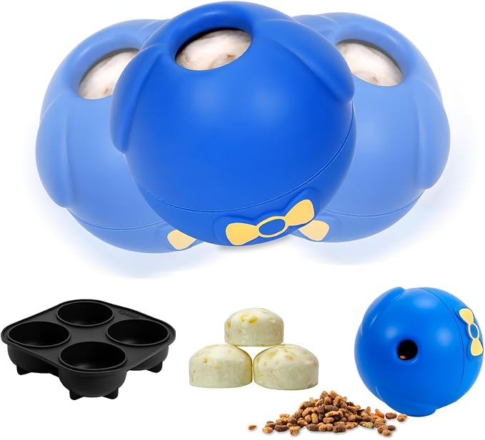 Yipetor Interactive Treat Dispensing Dog Toy, Large 3IN1 Dog Enrichment Toy, Tough Rubber Chew Ball Dog Treat Frozen Puzzle Toys for Large Medium Breeds - Keep Them Busy/Anxiety Relief/Feeding Slow