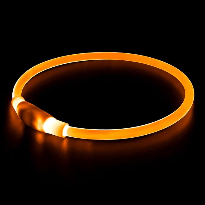 Led Dog Collar, BSEEN USB Rechargeable Flash Dog Necklace Light, Pet Safety Collar Makes Your Beloved Dogs Be Seen at Night for Small Medium Large Dogs(Orange)