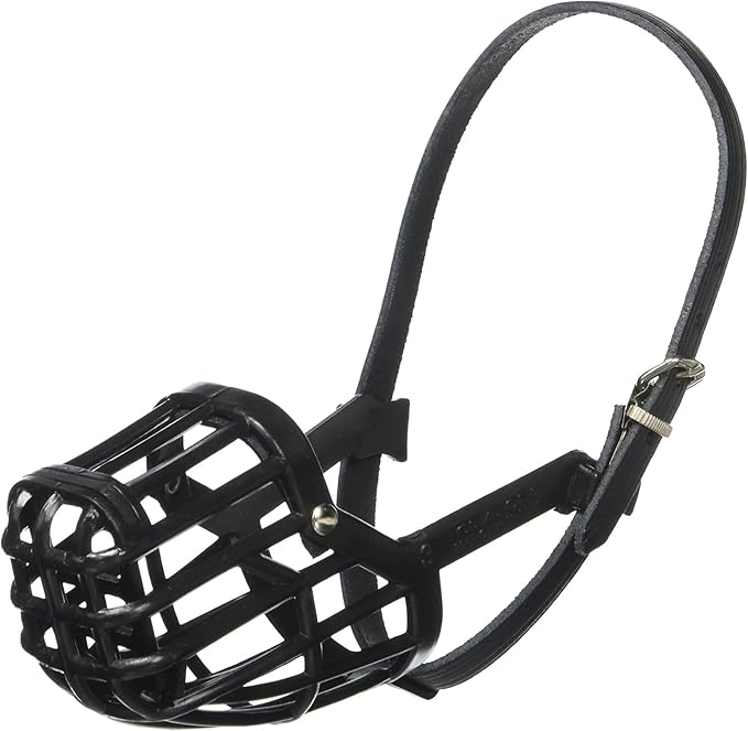 Leather Brothers Italian Basket Dog Muzzle, Adjustable Secure Fit, Comfortable Design, Training and Safety, Averts Biting, Prevents Chewing and Scavenging, Perfect for Grooming - Black, Size 3