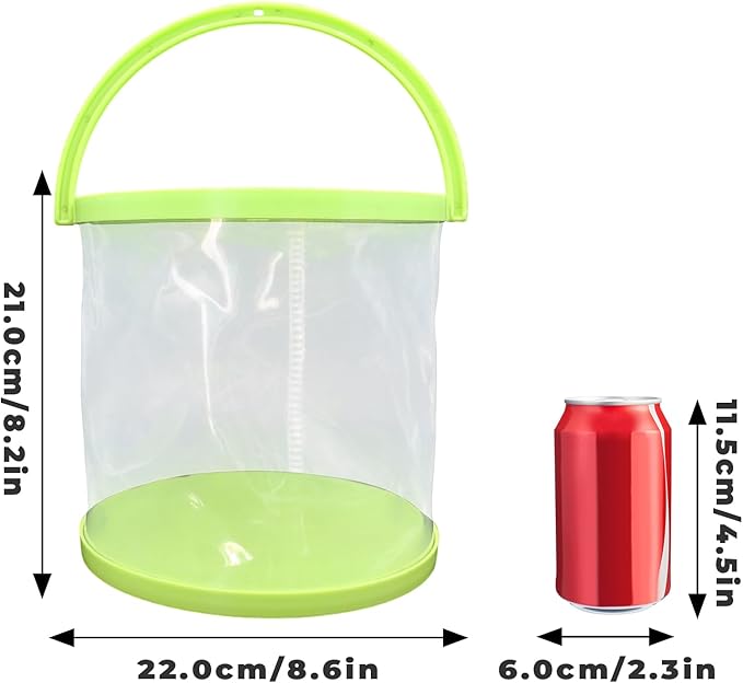 Foldable Small Aquarium, Portable Fish Tank, Fish Transport Container, Plasitc Fish Bowl, Beginner Tank, Great Concept for Catching and Release Critters, Beach, Pool and Lake