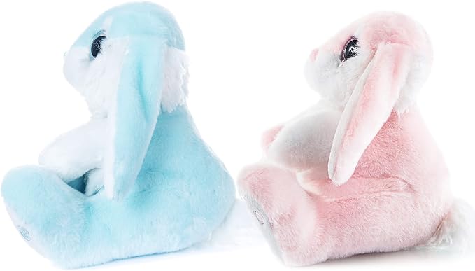 My OLi Bunny Stuffed Animal Pack of 2 Plush Rabbit 7in Stuffed Bunny with Floppy Ear Bedtime Friend Soft Toy Gifts for Girls Boys Kids, Pink & Blue