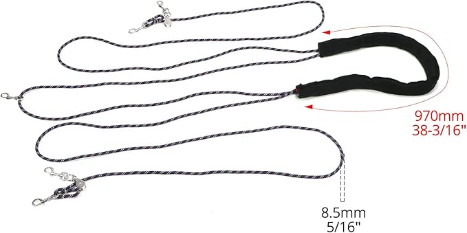 QWORK Adjustable Horse Training and Lunging Aid with Rear Fleece Cover, Navy/Red, Encourages Proper Head Carriage and Comfortable Stretching, Durable Braided Nylon Rope with Metal Clips,