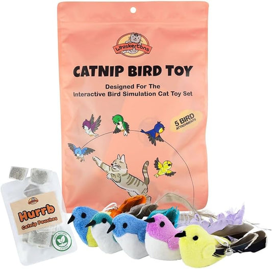 Interactive Catnip Bird Toy Set (5 Replacement Catnip Birds)