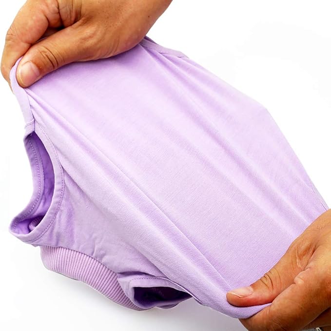 DOTON Cat Recovery Suit for Male and Female Surgical Post Surgery Soft Cone Onesie Shirt Clothes Neuter Licking Protective Diapers Outfit Cover Kitten Spay Collar(S, Purple)