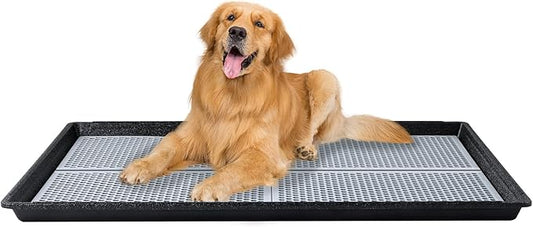 HQ4us Dog Pee Pad Holder Tray with Grate 45”×34”, Large Dog Litter Box Toilet, Puppy Pee Pad Holder, Less Mess, Dog Potty Indoor Outdoor for Balcony