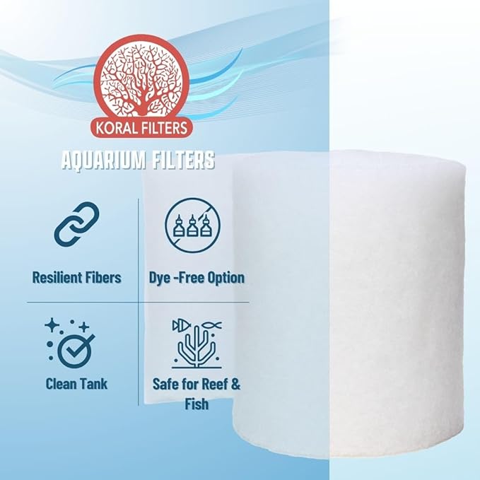 Premium Aquarium Filter Media Pad - Cut-to-Fit Roll, Fresh and Saltwater Safe, Blue & Dye-Free Options, Made in USA (Dye Free, 12"x96" (8 ft) x 0.75")