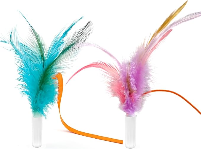 VIWIK Hide and Seek Cat Toy Replacement Feather Wands, 2 pcs Accessoriesis