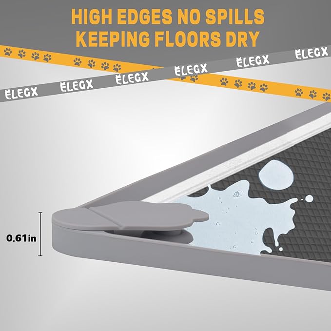 ELEGX Pee Pads Tray 30 X 36 Inches, Silicone Dog Bedpan Tray, High Edge Puppy Pad Holder Tray for Easy to Clean and Spill Free Dog Bedpan Training Pad Tray with Fixing Buckle