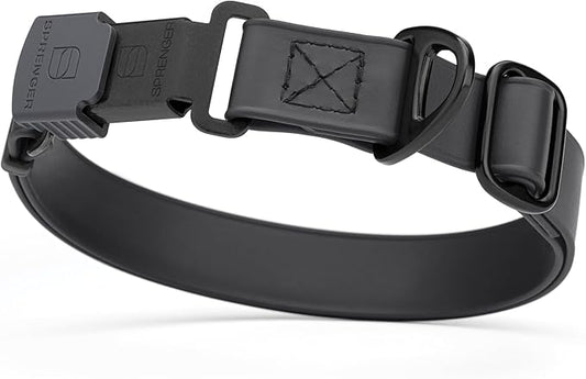 Dogline Biothane Waterproof Dog Collar with Herm Sprenger Stainless Steel Quick Release Buckle – Heavy Duty Tactical Durable Collar for Dogs – Comfortable and Safe Pet Collar, W 3/4" L 12-19", Black