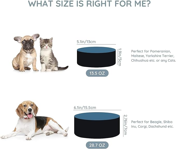 SPUNKYJUNKY Ceramic Dog and Cat Bowl Set with Wooden Stand, Modern Cute Weighted Food Water Set for Small Size Dogs (13.5OZ) & Medium Sized Dogs (28.7OZ) & Cats (1.7 Cups, 2 × Starry Blue)