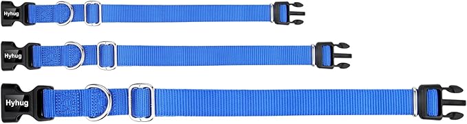 Hyhug Dog Collar for Large Dogs, Heavy Duty Blue| Quick Release Nylon Buckle Collar, Adjustable & Durable Pet Supplies for Boy & Girl Dogs (Large, Bright Blue)