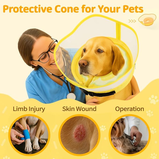 Inspack Soft Dog Cone Collar, Inflatable Donut Cones Alternative after Surgery with No-Lick Shield for Large/Medium/Small Dogs to Stop Licking, Elizabethan Neck Ecollars of Shame Comfy Pillow Recovery