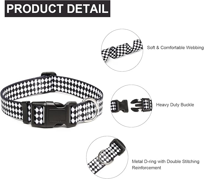 Mercano Adjustable Dog Collar - Special Design Patterns, Soft Nylon Comfortable Durable Pet Collar for Small Medium Large Dogs (XS, Rhomb)