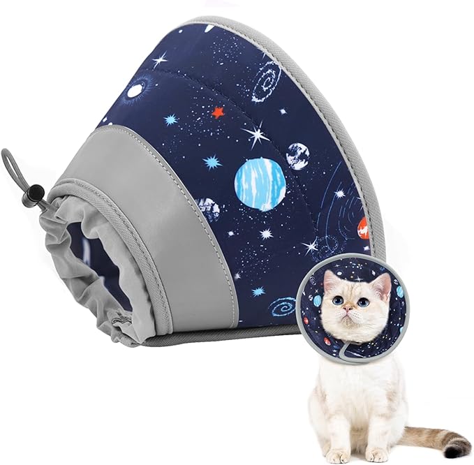 Cat Cone Collar Soft to Stop Licking, Adjustable, Foldable Lightweight Kitten Cones After Surgery Recovery for Cats & Kittens, Cat Cone Alternative (Grey, M)