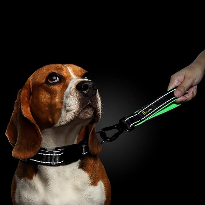 PLUTUS PET 10 Inch Short Dog Leash for Large Dogs with Locking Carabiner Clip & Padded Handle（10”, Black）