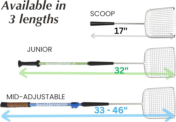 Sand Dipper Cat Poop Scooper & Chicken Poop Scooper - Rugged Big 6" Square Stainless Steel Long Handle for Home Kitty Litter Scoop & Farm Chicken Coop Scooper (Junior)