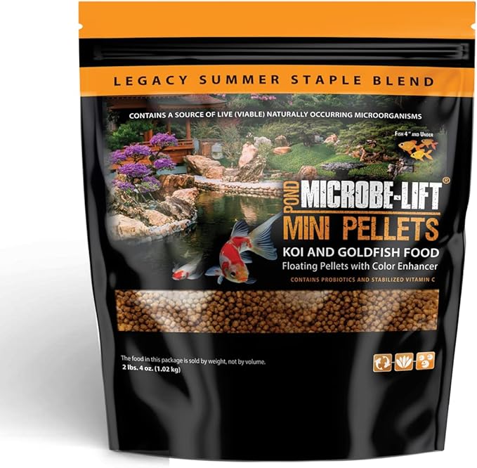 Microbe-Lift MLLMPMD Mini Floating Fish Food Pellets for Ponds, Water Gardens, and Fountains, for Small Live Goldfish and Koi, 2.25 Pounds