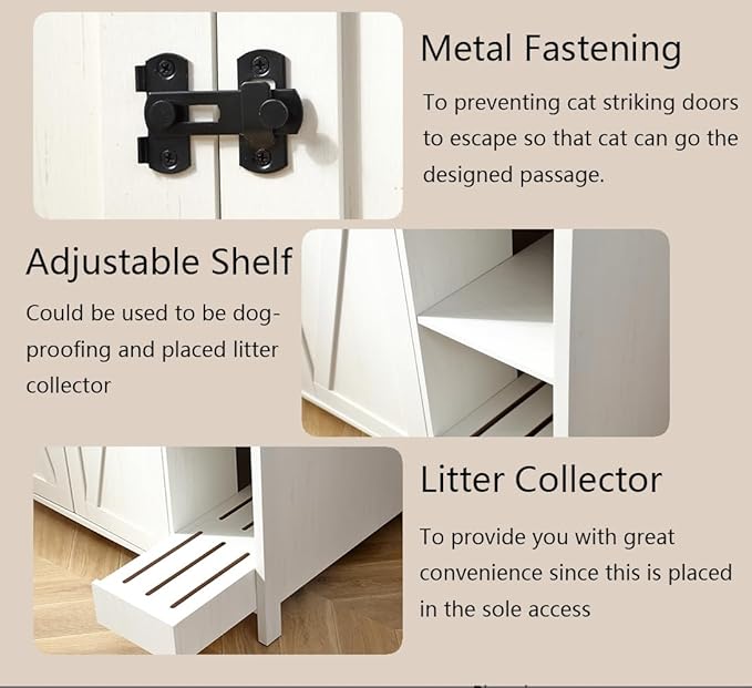 Cat Litter Robot Enclosure,for Placing Litter Robot 3/4,Power Outlet and Dog-Proof Shelf for Litter Robot Cabinet,Litter Collector for Automatic Litter Box Enclosure,Cloud White