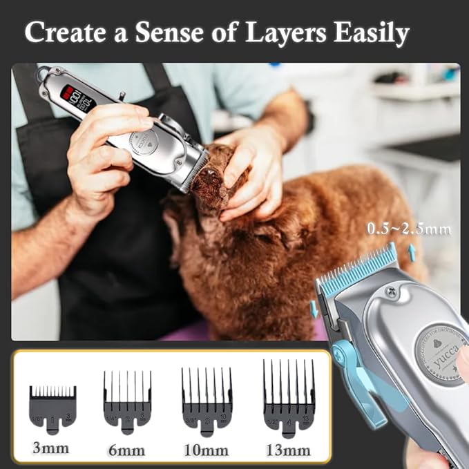yucca Dog Grooming Clippers for Thick Heavy Coats, Cordless Dog Trimmers Clippers Professional with Metal Blade for Pets Dogs Cats Animals