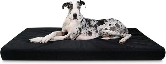 K9 Ballistics Tough Ripstop Orthopedic Rectangle Dog Bed Removable Washable Cover, Solid Orthopedic Foam for XX-Large Dogs 68"x40", Obsidian Black