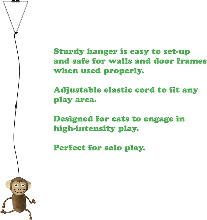 Meowijuana Jump 'n' Jamb Door Hanging Cat Toy | Funky Monkey | Refillable Interactive Catnip Toy | Promotes Play and Cat Health | Includes Potent Catnip Grown in North America