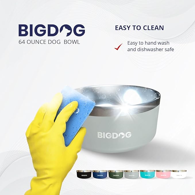 BigDog Dog Bowls, Dog Bowls for Large Dogs, Stainless Steel Dog Bowls, No Spill Dog Bowls, Dog Food and Water Bowl (100 Ounce, Army Green)