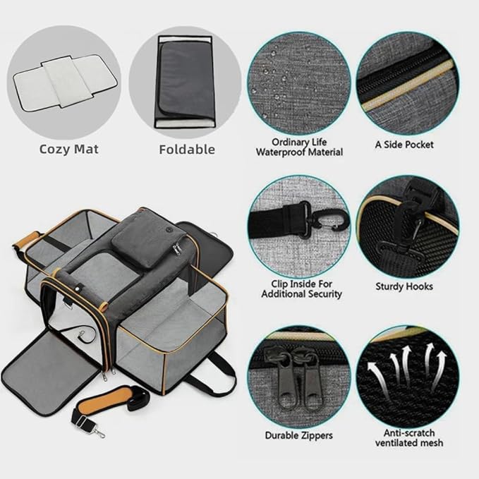 Cat, Dog Carrier for Pets Up to 20 Lbs,Sides Expandable Pet Carrier Bag Large Mesh Safe,Airline Approved Animal Carrier,Soft Sided Collapsible Pet Travel Carrier,Foldable Portable Pet Home (Orange)