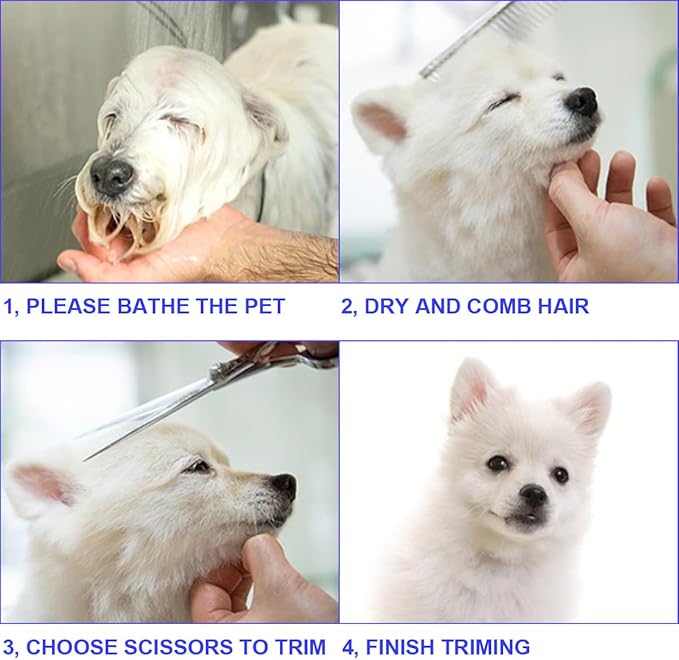 Professional Dog Grooming Scissors Kit, Titanium Coated Dog Scissors for Grooming, 5 in1 Grooming Shears Kit for Dogs Cat Pet At Home