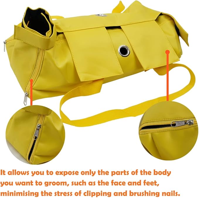 Kukaster Pet Cat’s Restraint Bag for Claw Care Nail Trimming Anti-Scratching Grooming Bag for Cats Medical Examination(Yellow-s)