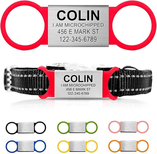 Personalized Dog ID - No Noise - Engraved Dog Name - Slide On Cat ID - Custom Collar Tags for Small, Medium, Large Dogs & Cats