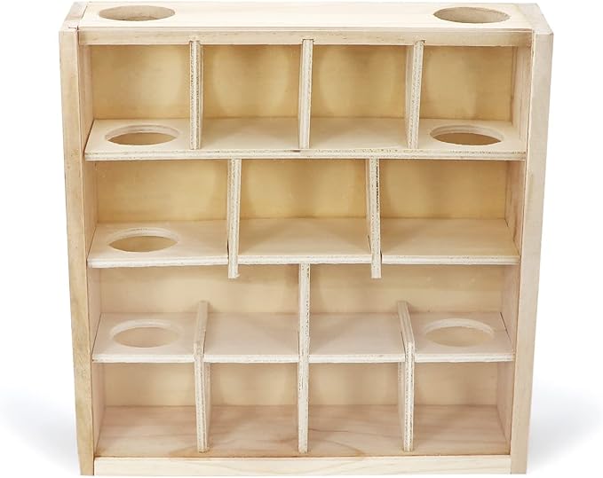 Wontee Wooden Hamster Tunnel Maze with Cover, Hideout & Tunnel Exploring Toys for Dwarf Hamsters Mice Small Gerbil