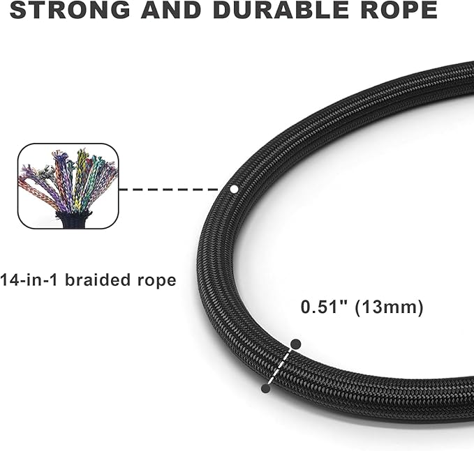 Rope Dog Leash, 4 ft Heavy Duty Dog Leash with Aviation Aluminum Auto Locking Carabiner, Strong Nylon Pet Lead for Small, Medium, Large Dogs (Black, 4FT)